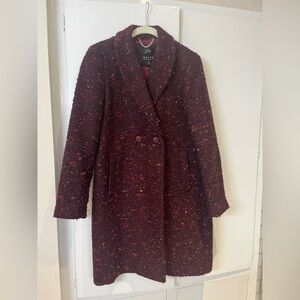 J. Crew Women's Burgundy Tweed Pea Coat